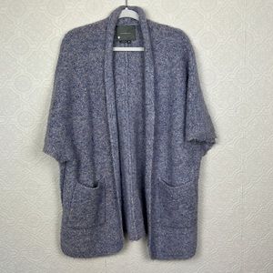 Anthropologie Open Cardigan Sweater Heathered Wool Short Sleeve One Size OS Cozy